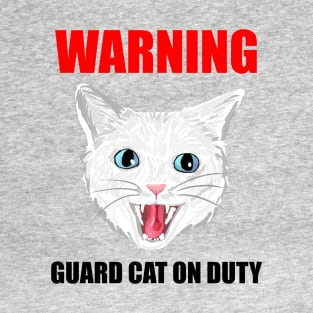 Beware Guard Cat (white 2) T-Shirt